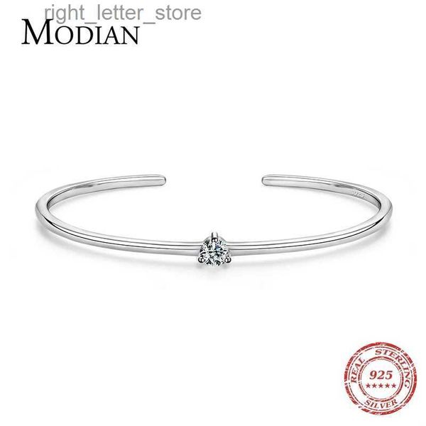 Kette Modian Echt 925 Sterling Silber Runde Klar Zehn Herz CZ Offenes Armband Für Frauen Edlen Schmuck Charme Einstellbar Armreif geschenke YQ231208