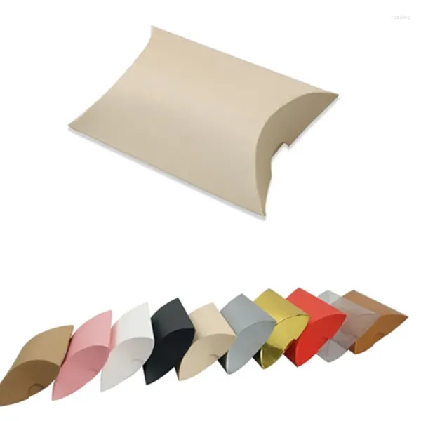 Geschenkpapier 50 Stück Kissen Süßigkeitskästen Gold Rosa Weiß Schwarz Silber Kraftpapier Hochzeitsfestbevorzugung Diy Box Supply Zubehör