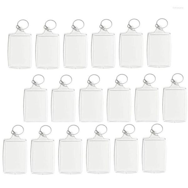 Porte-clés 100pcs Po Porte-clés Rectangle Transparent Vide Acrylique Insert Cadre Photo Porte-clés Porte-clés DIY Split Ring278F