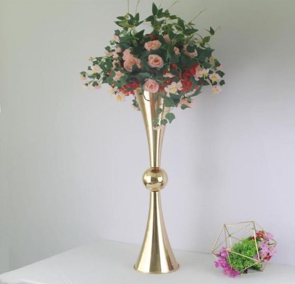Decoração de festa 10 pcs 29 polegadas de altura metal flor trompete vaso suporte mesa decorativa peça central arranjos artificiais d8999103