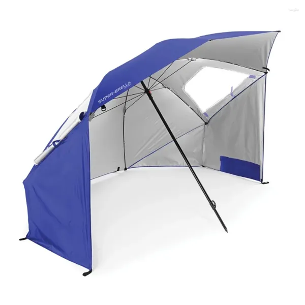 Зонты SPF 50, зонт от солнца и навеса, 8-футовый синий, на боковой молнии, на окне, пляжная палатка, водонепроницаемая, портативная