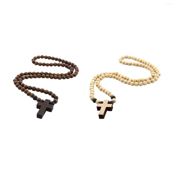 Anhänger Halsketten Holzperlen Halskette Kette Mode Jungen Mädchen Teenager Charms Kleidung Accessoires Kreuz Zum Jubiläum
