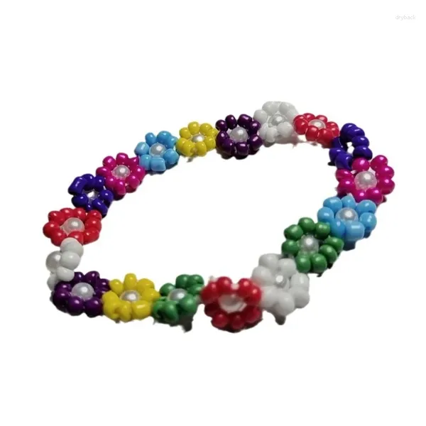 Braccialetti a maglie Braccialetti di fiori Perline colorate Gioielli da polso fatti a mano alla moda Materiale in plastica/resina per feste