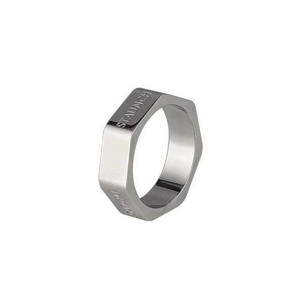 Nicchia Fashion Hip Hop Design esagonale Nuty Titanium Steel Ring Accessori di strada alla moda per uomini e donne