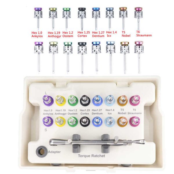 Nuovo modello Kit di strumenti per impianti dentali/Chiave dinamometrica dentale con 16 cacciaviti Impianti dentali Cacciaviti a cricchetto