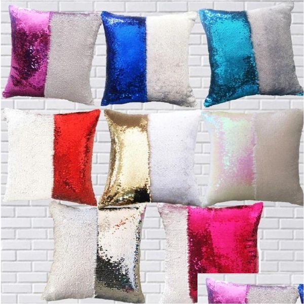 Подушка/декоративная подушка с блестками, Русалка, блестящая волшебная двухцветная белая подушка для дома, декоративная наволочка для дивана Dhvkz
