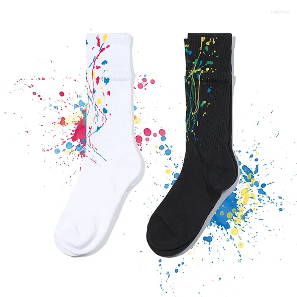 Damen Socken Kunst inspiriertes Design Männer Paare Street Fashion Hip Hop Mid Tube Trend Splash Ink Muster Baumwolle