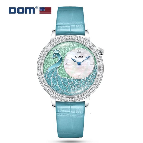 Другие часы DOM Женские наручные кожаные часы Кварцевые водонепроницаемые ретро-браслет с круглым циферблатом для девочек 231207