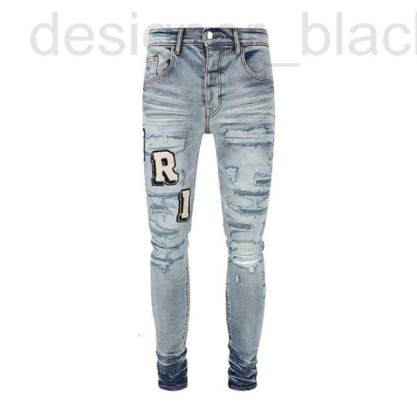 Jeans da uomo firmati Jeans alla moda JB Lavaggio ad acqua Slim Fit Toppa con foro piccolo per il piede Lettera ricamata Casual Versatile Denim TYRG