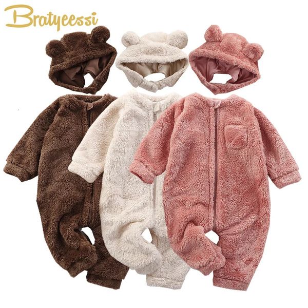 Pagliaccetti in pile tuta per bambini cappello 2 pezzi autunno inverno nato pagliaccetto infantile pigiama morbido caldo tutina per bambini bambini ragazza ragazzo vestiti 231208