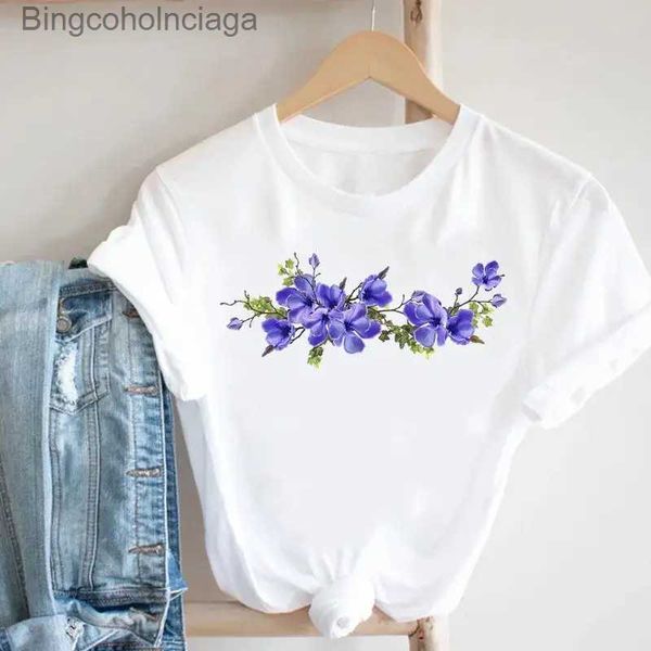 Camiseta feminina curta sle roupas femininas moda agradável verão primavera bonita aquarela adorável nova camiseta casual topo gráfico camiseta l231208