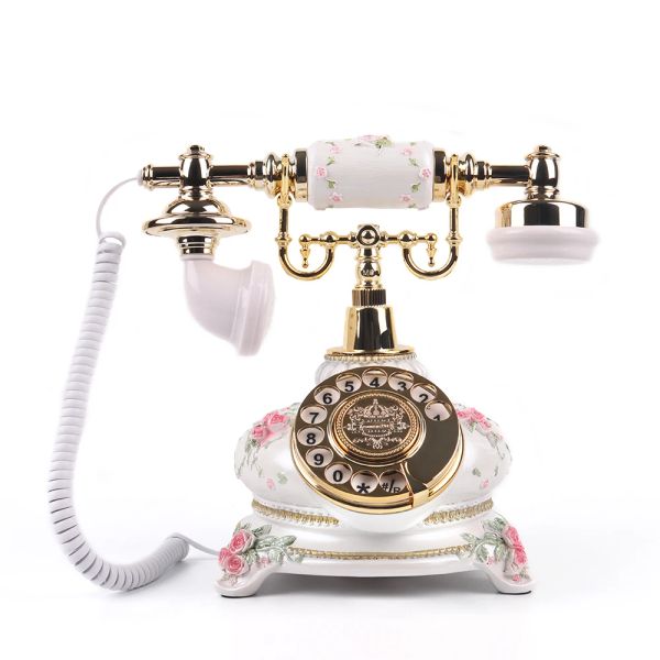 Branco clássico vintage branco rotativo antigo telefone áudio livro de visitas telefone gravação de mensagem telefone casamento