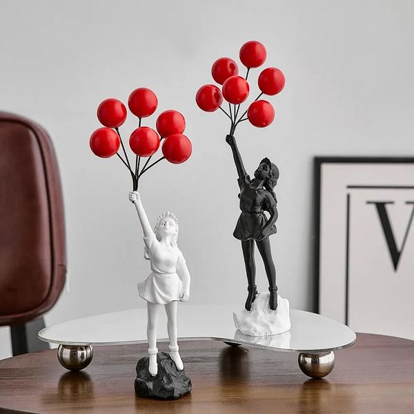 Objetos decorativos estatuetas balão voador menina estátua esculturas e estatuetas decoração de sala de estar decoração de casa e acessórios de mesa acessórios de mesa 231208