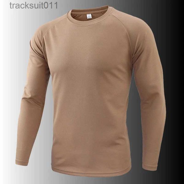 T-shirt da uomo T-shirt mimetica tattica primavera manica lunga da uomo Nuovo autunno Camisa Masculina Camicia militare traspirante ad asciugatura rapida S-3XL L231208