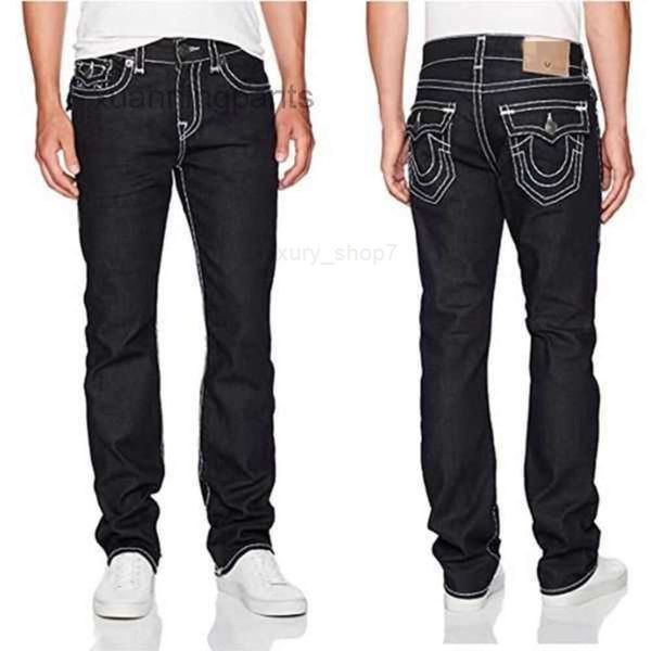 Calças de brim masculinas moda-calças de perna reta novo verdadeiro elástico jeans rock revival cristal studs denim luxo masculino