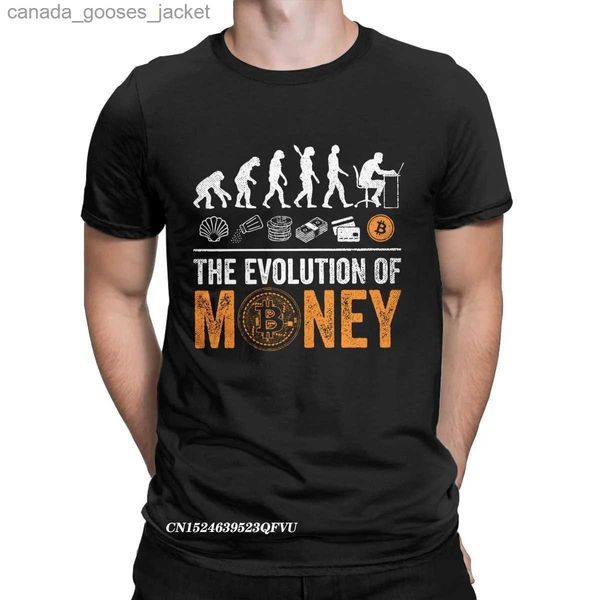 Homens camisetas Homens Mulheres Camiseta Bitcoin Evolução do Dinheiro BTC Crypto Camiseta Criptomoeda Blockchain Tops Camisetas Manga Gráfico L231208