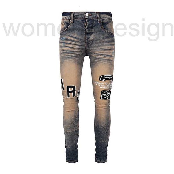 Jeans masculinos designer luxo jb novo sujo carta bordada magro ajuste elástico leggings kt4q