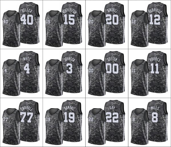 San Antonio''Spurs''Men Tyler Zeller DeMar DeRozan DeMarre Carroll Keldon Johnson Camo City''Custom Edition Jersey