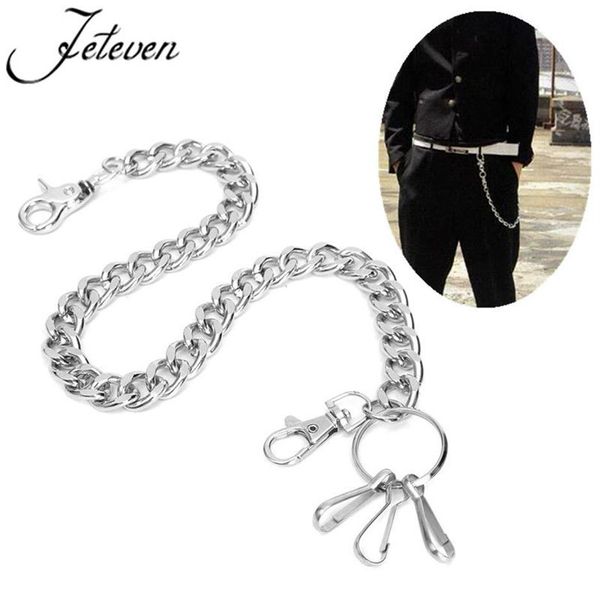 Schlüsselanhänger Herren Taille Schlüsselanhänger Silber Heavy Rock Metal Hip Hop Gothic Punk Stil Hosen Hosen Jean Biker Brieftasche Ring lang 336S