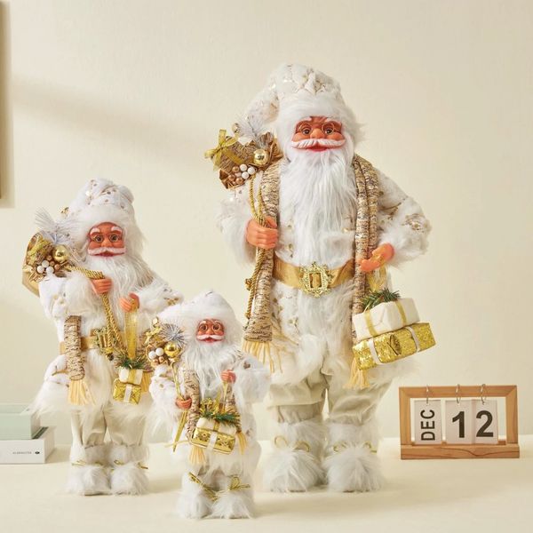 Weihnachtsspielzeug liefert große Weihnachtsmann-Plüschpuppen, stehendes Spielzeug, Weihnachtsbaumdekoration, Figuren, Geschenk, Kinderjahr, Zuhause, Haus, Ornamente, Dekor, Navidad 231208