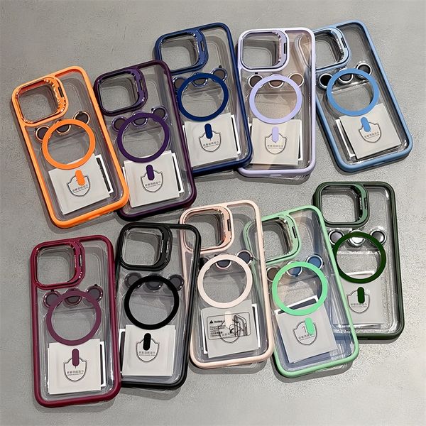 Lente magnética anel de metal suporte caixa de telefone para iphone 13 11 12 14 15 pro max com lente vidro filme proteção transparente capa híbrida 100pcs