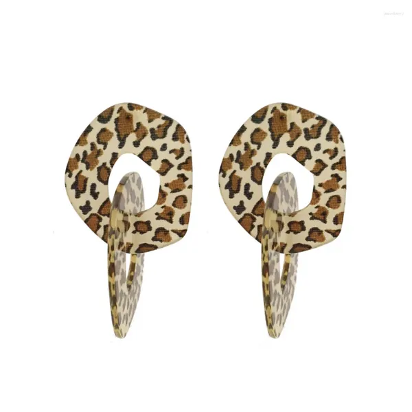 Brincos de argolas de círculo irregular da moda Drop leopardo para feminino Charmy casual OL Multi Use Using Jewelry