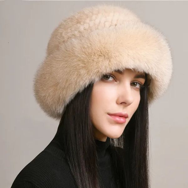 Acne studioness beanieskull bonés genuíno real natural malha vison pele chapéu boné de luxo feminino artesanal malha moda inverno headwear quente r 226