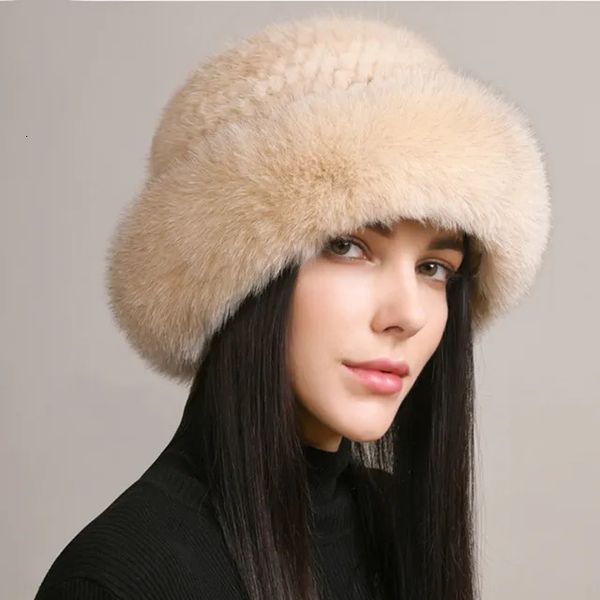 Acne Studioness Beanieskull Caps Genuino Reale Naturale Lavorato a Maglia Cappello di Pelliccia di Visone Berretto di Lusso da Donna Fatto a Mano in Maglia Moda Inverno Copricapo Caldo R 226