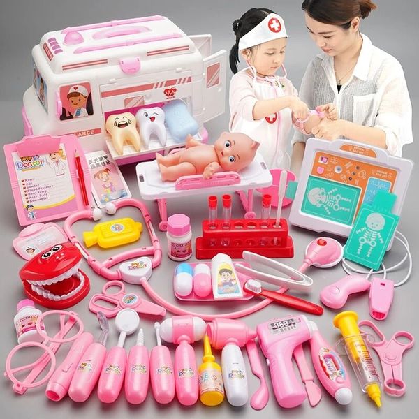 Ferramentas Oficina 3551pcsSet Meninas Role Play Doctor Jogo Medicina Simulação Dentista Tratando Dentes Pretend Toy para Criança Bebê Crianças 231207