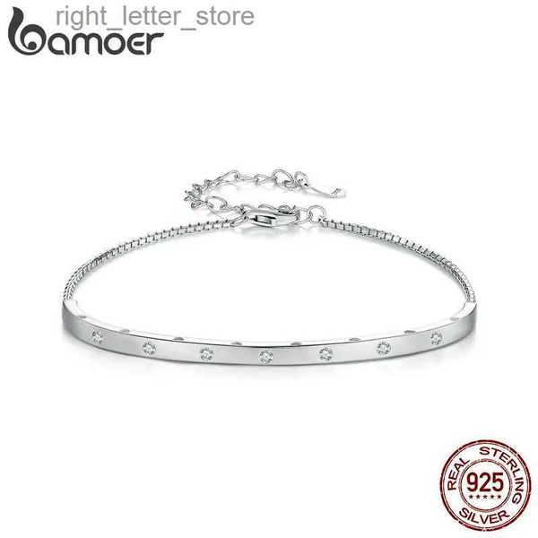 Kette Bamoer 925 Sterling Silber platiniert verstellbares Armband Pave-Fassung CZ Armreif für Frauen Geburtstag Jahrestagsgeschenk BSB145 YQ231208