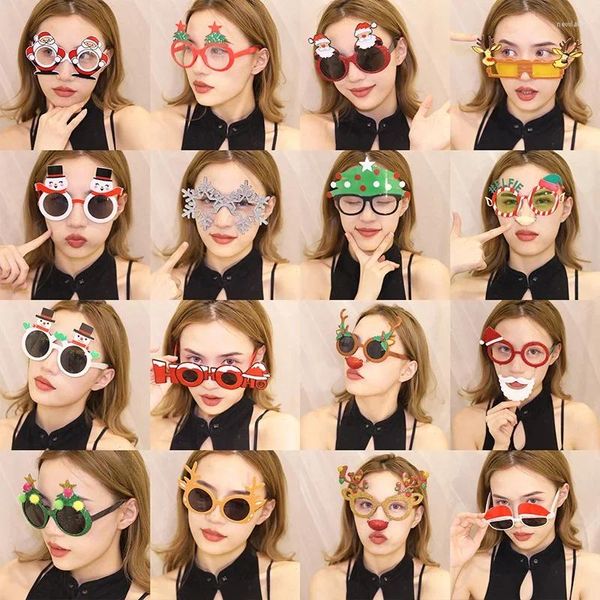 Güneş Gözlüğü Noel Glitter Gözlükleri Komik Po Booth Props Çerçeveleri Süslemeler Noel Tatil Partisi İçin Kostüm Gözlükler