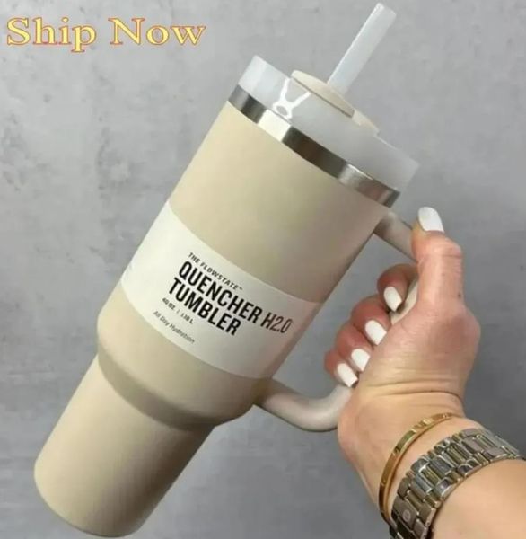 Gül kuvars söndürücü h2 0 40oz tumbler bardaklar saplı yalıtılmış araba kupaları kapakları aynı renk fincanları renk paslanmaz 1205