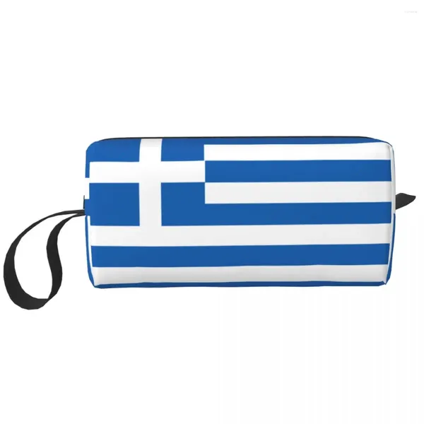 Kosmetiktaschen, griechische Nationalflagge, Griechenland, Make-up-Tasche, große Kapazität, modischer wasserdichter Organizer