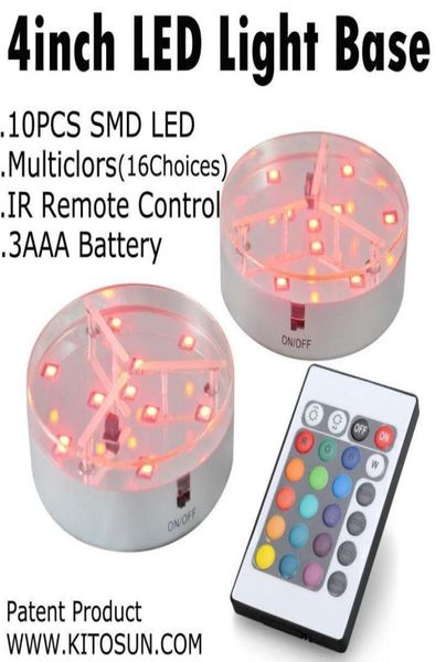 Smart 4 polegadas LED vaso garrafa mesa base de luz RGB multi cores com controle remoto para decoração de festa de casamento up6550636