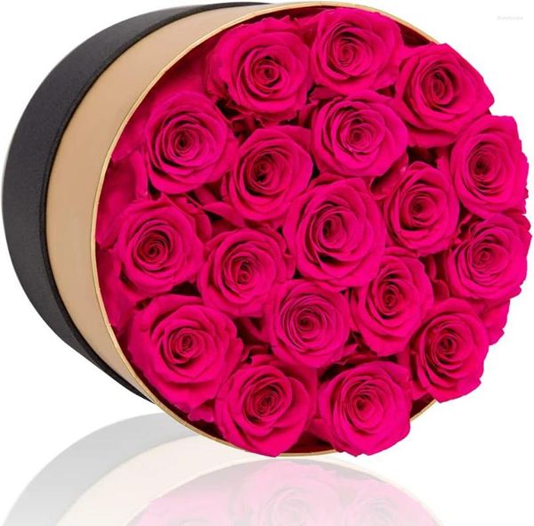 Fiori Decorativi 18 Pezzi Rose Stabilizzate Che Durano Fino A Tre Anni In Scatola Rosa Lunga Fatta A Mano San Valentino Compleanno Regali Di Natale Per