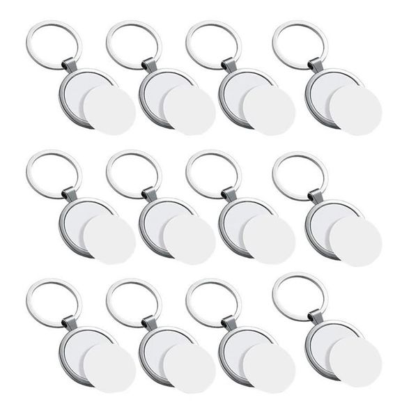 Schlüsselanhänger Sublimation Blank Schlüsselbund Runde Wärmeübertragung Metallbrett Schlüsselringe Dicker Po SchlüsselbundKeychains250F