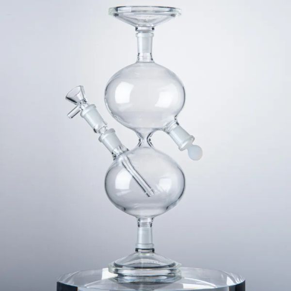 Glass Bong 11 Zoll Shisa Recycler Wachs Rig Zwei Bongs Universal Gravity Wassergefäßpfeifen 14 -mm -Gelenk mit diffuse Downstem LL