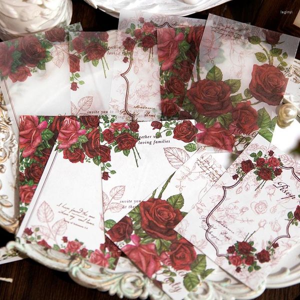 30 pezzi di fiori di rosa note memo libro materiale carta letteraria vintage manuale messaggio quaderni decorativi blocchetti di scrittura 118/85 mm