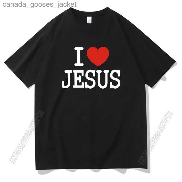 Herren T-Shirts I Love Jesus Oversize Schriftdruck T-Shirt Paare Koreanischer Trend Schrumpffestes Baumwoll-T-Shirt Männer Frauen Harajuku T-Shirt L231208