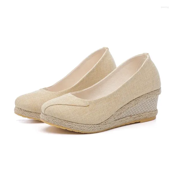 Kleid Schuhe Müßiggänger Keile Espadrilles Frau Pumpen Casual Slip-on Frauen Komfort Spaziergang Elegante Mit Hohen Absätzen Zapatos De Damas Elegantes