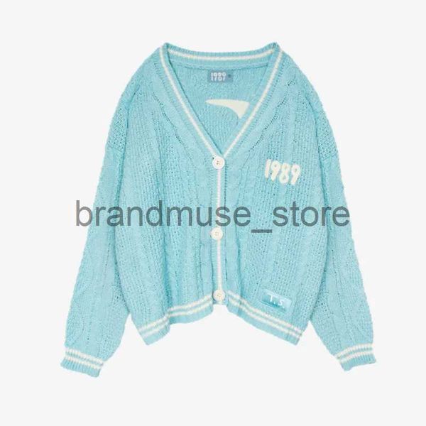 Mulheres Malhas Tees Novo 1989 Taylor Cardigan Para Mulheres Inverno Knit Cardigan Femme Azul Pássaro Bordado Swift Sweater Slouchy Estilo Roupas Para Mulheres J231208