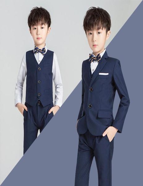 Kleidungssets Elfenbeinanzug für Kinder Hochzeit Smoking Spitze Revers Jacke Hose Weste Mode Jungen Blazer Set Slim Fit Outfit 12 Jahre Ol8749759