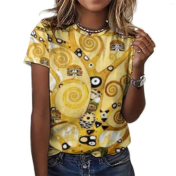 T-shirts voor dames Gustav Klimt T-shirts Levensboom Print Casual Oversize T-shirt Korte mouwen Vrouw Hip Hop T-shirt Zomer op maat