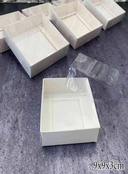Caixa de presente de bolo branco embalagem de papelão transparente janela de pvc tampa transparente biscoito doces roupas de casamento vestido caixas de convidados 2103237346403