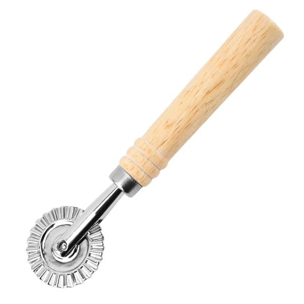 Utensili per pasticceria Rotella taglierina per pasticceria scanalata Manico in legno Ravioli Piegatore per timbri per uso domestico e in cucina Strumento di cottura 1208