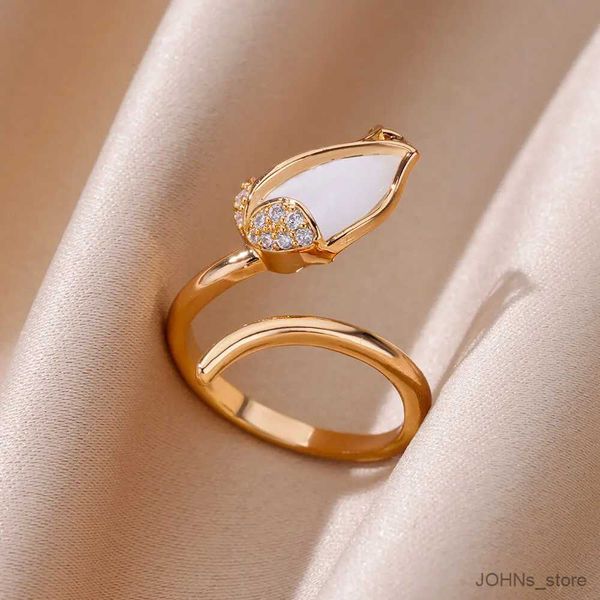 Trouwringen Roestvrij Stalen Ringen Voor Vrouwen Mannen Goud Kleur Open Gothic Geometrische Leaf Ring Vrouwelijke Mannelijke Mode-sieraden Gift Gratis verzending R231208