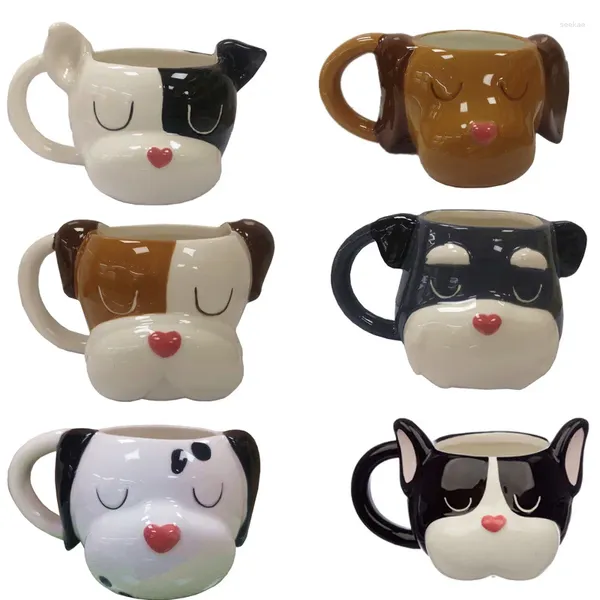 Tazas Taza de cerámica creativa de dibujos animados para cachorros, taza de animales 3D, lindo perro, café, vajilla para el hogar, suministros de regalo, 400ml