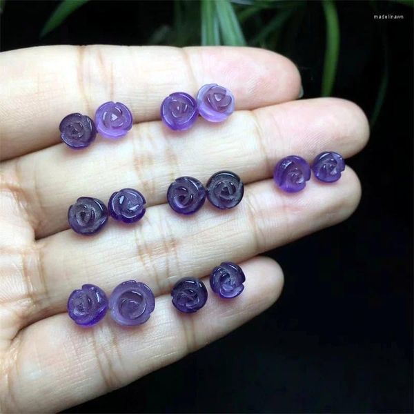 Ohrstecker, natürlicher Amethyst, kleine Blume, für Damen, bunt, Schmuck, modisch, Edelstein, Hochzeit, Party, Geburtstag, Geschenk, 1 Paar