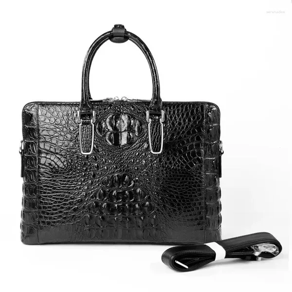 Porte-documents exotique véritable véritable peau d'alligator hommes d'affaires porte-documents homme sac à main à poignée supérieure en cuir de crocodile véritable sac à main pour ordinateur portable