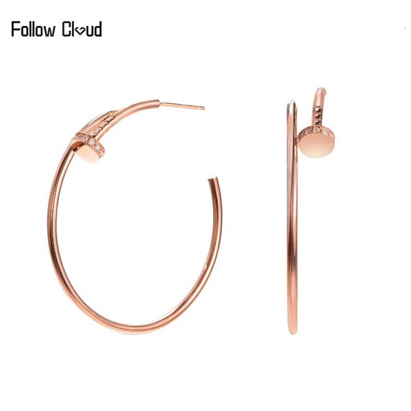 Hoop Huggie Follow Cloud Diamonds Ohrringe, 18 Karat Weißgold vergoldet, 925er Sterlingsilber, großer Creolen-Ohrring für Damen, edler Schmuck 231207